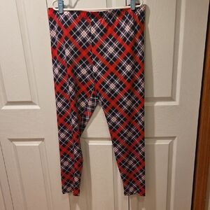 Women's Red and Black Plaid Leggings